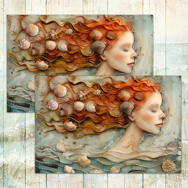 SEASHELL SIREN DECOUPAGE TISSUE PAPER (SEASHELL SIREN DECOUPAGE TISSUE PAPER)