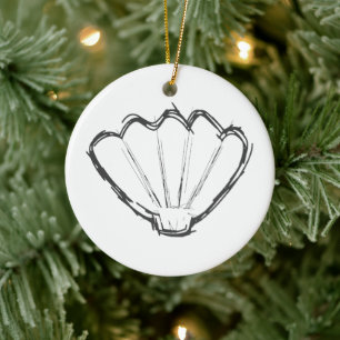 Seashell Sketch Ceramic Tree Decoration