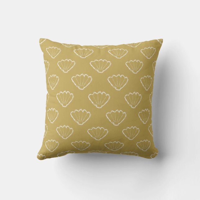 Seashell Sketch Pattern On Sand Colour Cushion (Back)