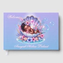 Seashell Sleeping Black Baby Girl Baby Shower