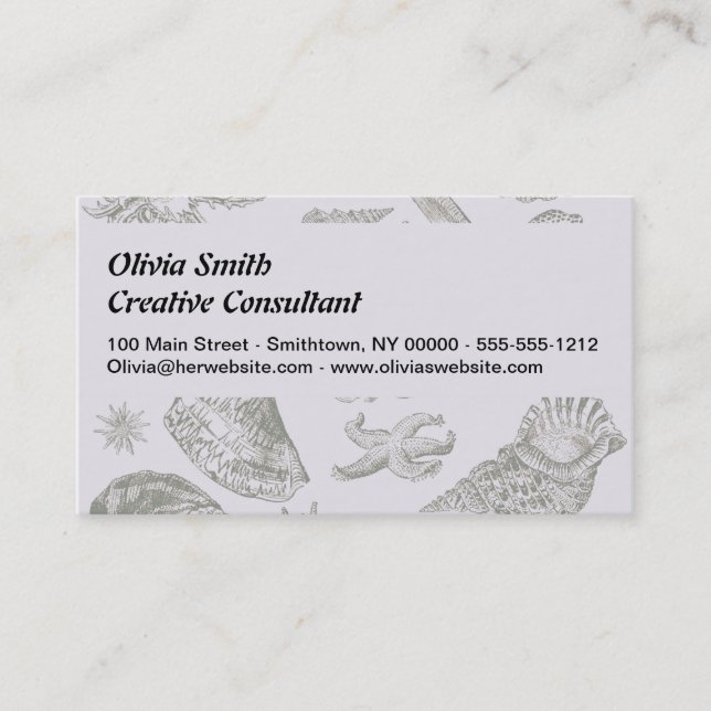 Seashell Soft Antique Art Beach Shells Business Card (Front)