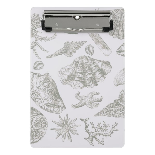 Seashell Soft Antique Art Beach Shells Mini Clipboard (Front)