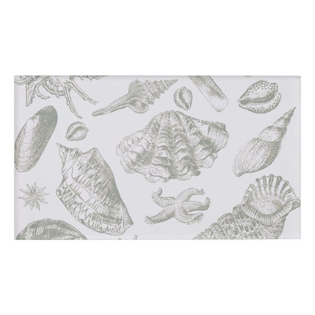 Seashell Soft Antique Art Beach Shells Name Tag (Front)
