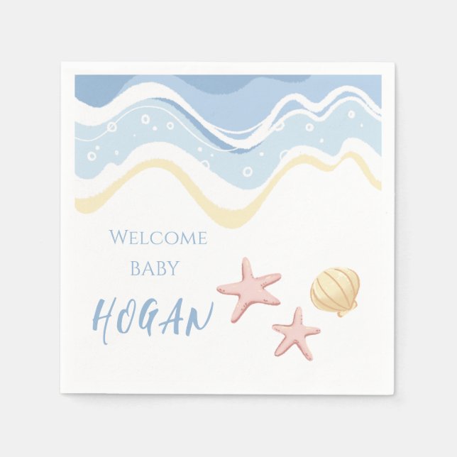Seashell Starfish Beach Party  Napkin (Front)