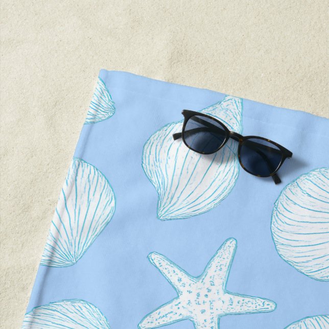 Seashell & Starfish – Coastal Summer Vibes Beach Towel (In Situ)