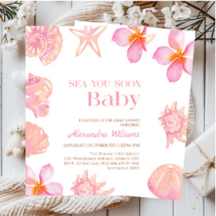 Seashell Summer Beach Baby Shower Invitation