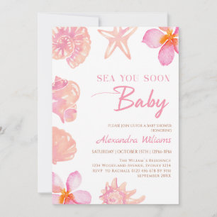 Seashell Summer Beach Baby Shower Invitation