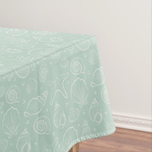Seashell Summer Coastal Nautical Boho Beach Mint Tablecloth