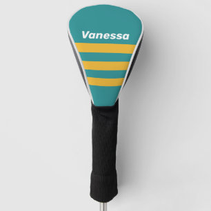 Seashell Sunrise Across Striping with Name Golf Head Cover
