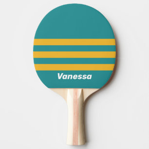 Seashell Sunrise Across Striping with Name Ping Pong Paddle