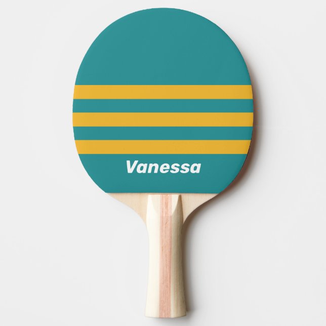 Seashell Sunrise Across Striping with Name Ping Pong Paddle (Front)