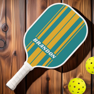 Seashell Sunrise Board Stripes with Name Pickleball Paddle