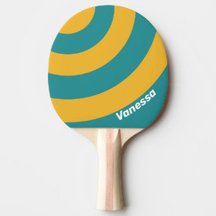 Seashell Sunrise Circle Stripe with Name Ping Pong Paddle