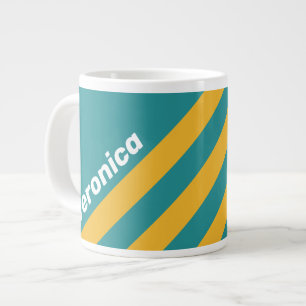 Seashell Sunrise Stripes with Name Large Coffee Mug