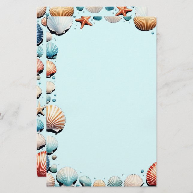 Seashell Symphony Stationery (Front/Back)