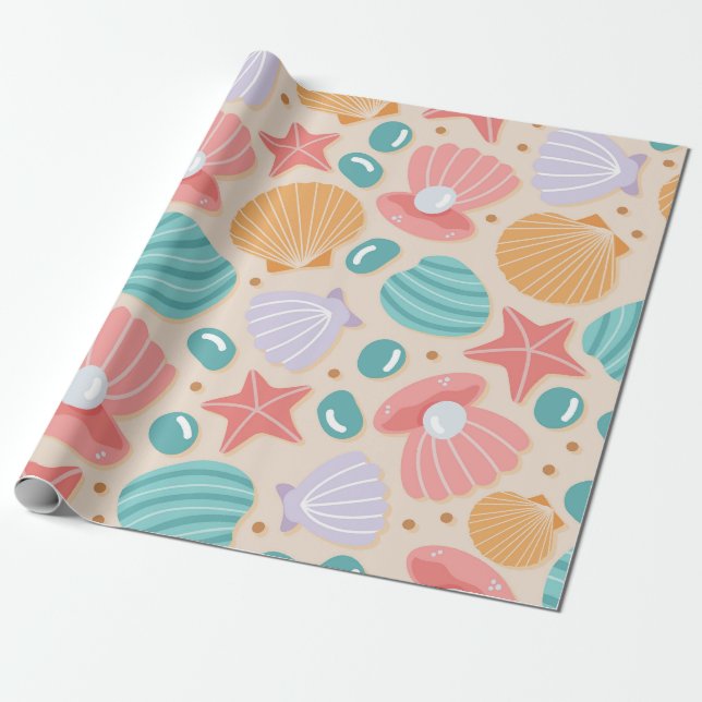 Seashell Symphony Wrapping Paper (Unrolled)