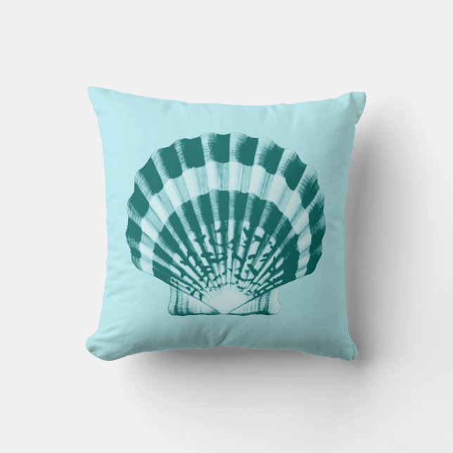 Seashell - Teal blue and aqua Cushion (Front)