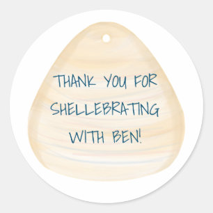 Seashell Thank You Beach Theme Party Stickers