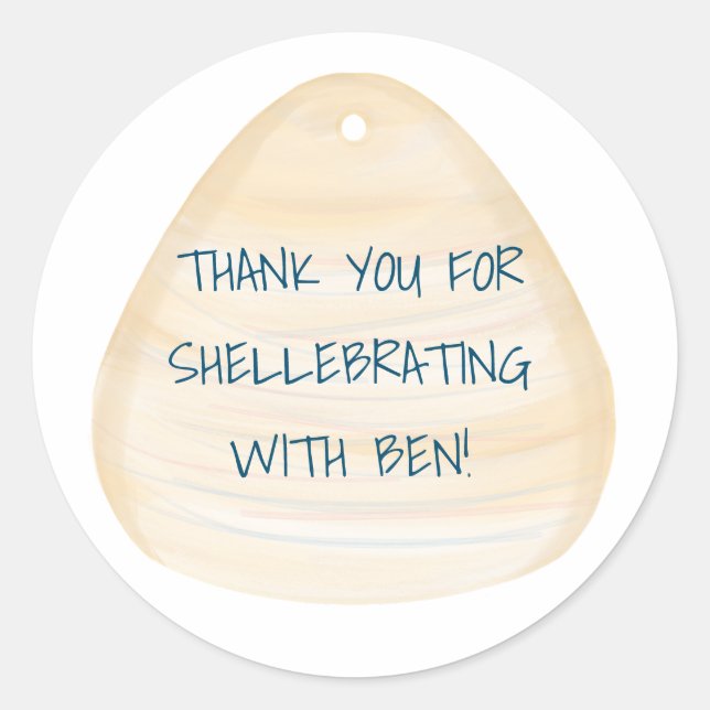 Seashell Thank You Beach Theme Party Stickers (Front)