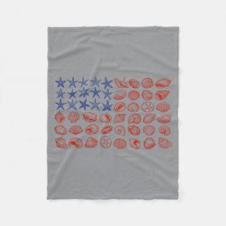 Seashell Usa Flag 4th Of July For Men Women Kids Fleece Blanket