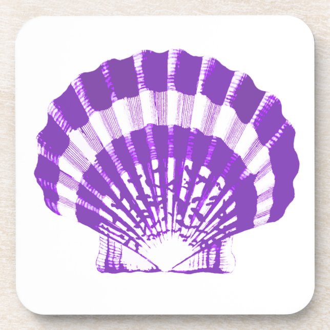 Seashell - violet and white coaster (Front)
