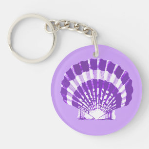 Seashell - violet and white key ring