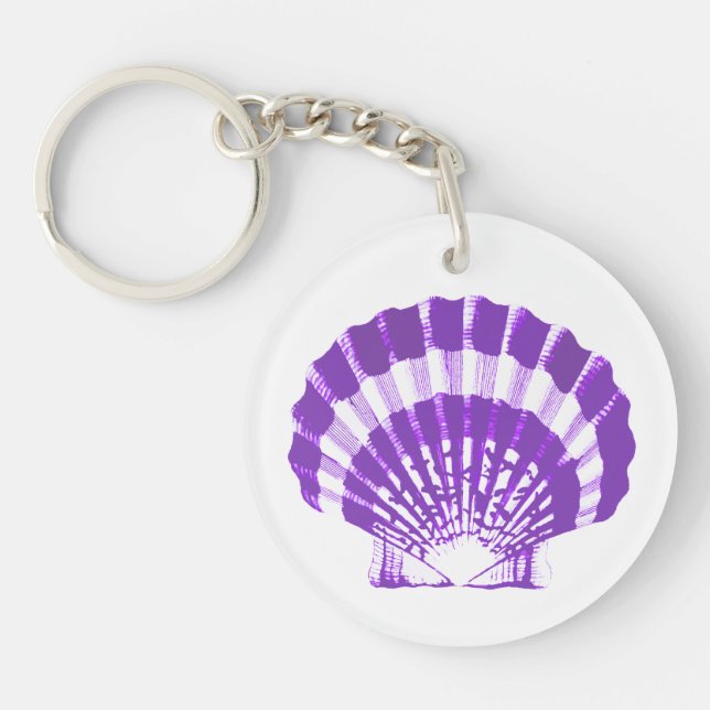 Seashell - violet and white key ring (Front)