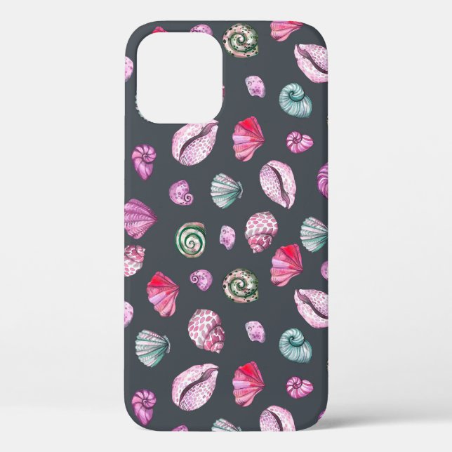 Seashell Watercolor: Dark Blue Pattern Case-Mate iPhone Case (Back)