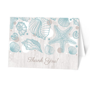 Seashell Whitewashed Wood Beach Thank You Cards