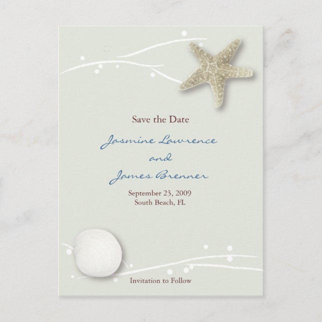 Seashell with Branches Announcement Postcard (Front)