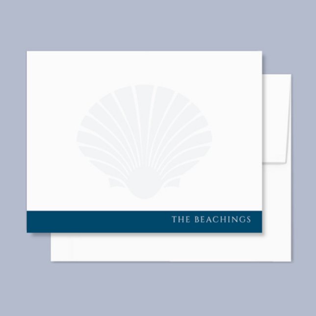 Seashell with Navy Blue Band Family Stationery Card (Creator Uploaded)