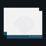 Seashell with Navy Blue Band Family Stationery Card<br><div class="desc">This design features a faded seashell in the background with a band at the bottom for your name/text. Click the customise button if you would like to adjust the design elements and/or further modify the text! Variations of this design, additional colours, as well as coordinating products are available in our...</div>