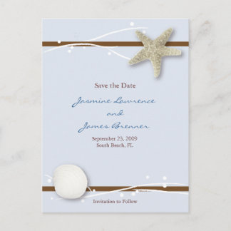 Seashell with Ribbon Announcement Postcard