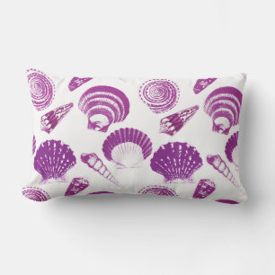 Seashells - amethyst purple on a white background lumbar cushion