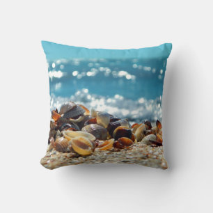 Seashells and a Sparkling Ocean Cushion