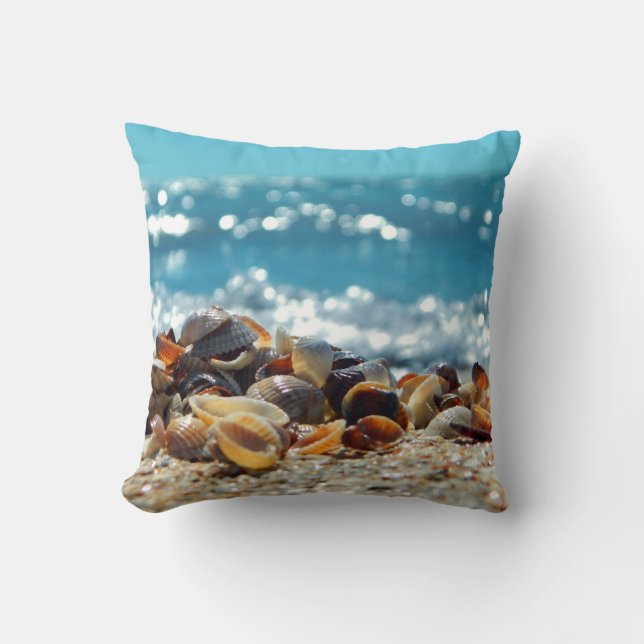 Seashells and a Sparkling Ocean Cushion (Front)