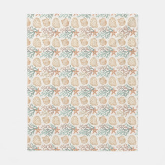 Seashells and Coral Fleece Blanket