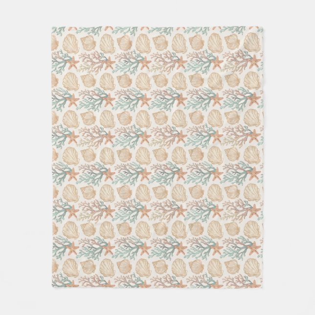 Seashells and Coral Fleece Blanket (Front)