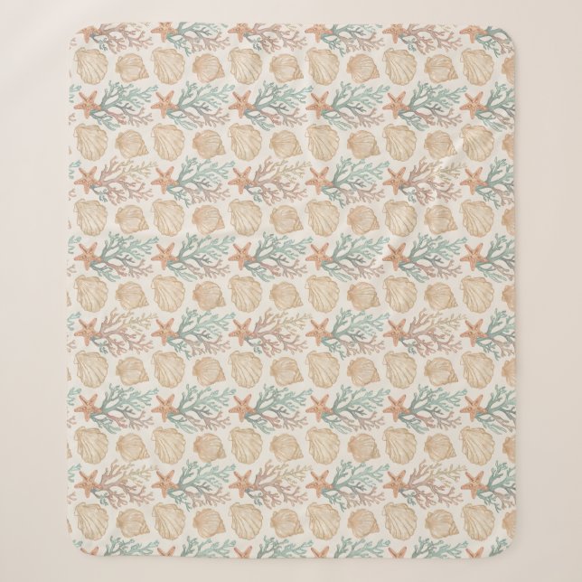 Seashells and Coral Sherpa Blanket (Front)