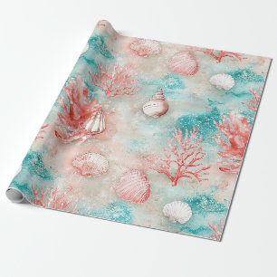 Seashells and Ocean Waves Pattern (11) Wrapping Paper