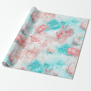 Seashells and Ocean Waves Pattern (14) Wrapping Paper