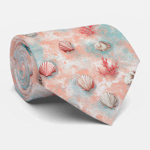 Seashells and Ocean Waves Pattern (16) Tie