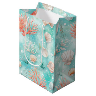 Seashells and Ocean Waves Pattern (2) Medium Gift Bag