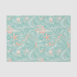 Seashells and Ocean Waves Pattern (4) Tissue Paper