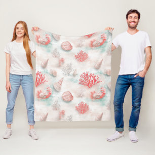 Seashells and Ocean Waves Pattern (7) Fleece Blanket