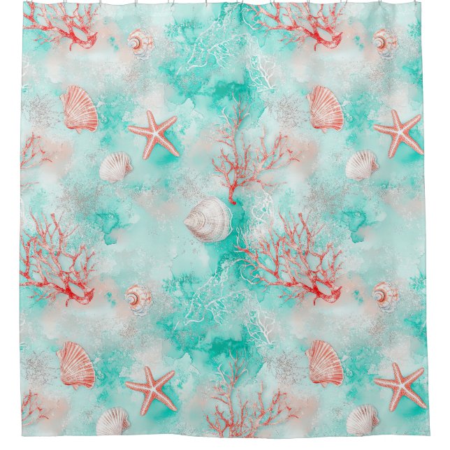 Seashells and Ocean Waves Pattern (9) Shower Curtain (Front)
