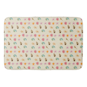 Seashells and Plumeria Bath Mat