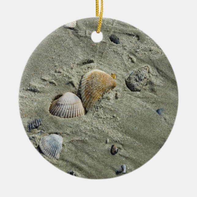 Seashells And Sand Ceramic Tree Decoration (Front)