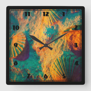 Seashells and Sand Square Wall Clock
