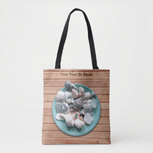 Seashells and Sea Glass Wood Wall Art Grocery Bag